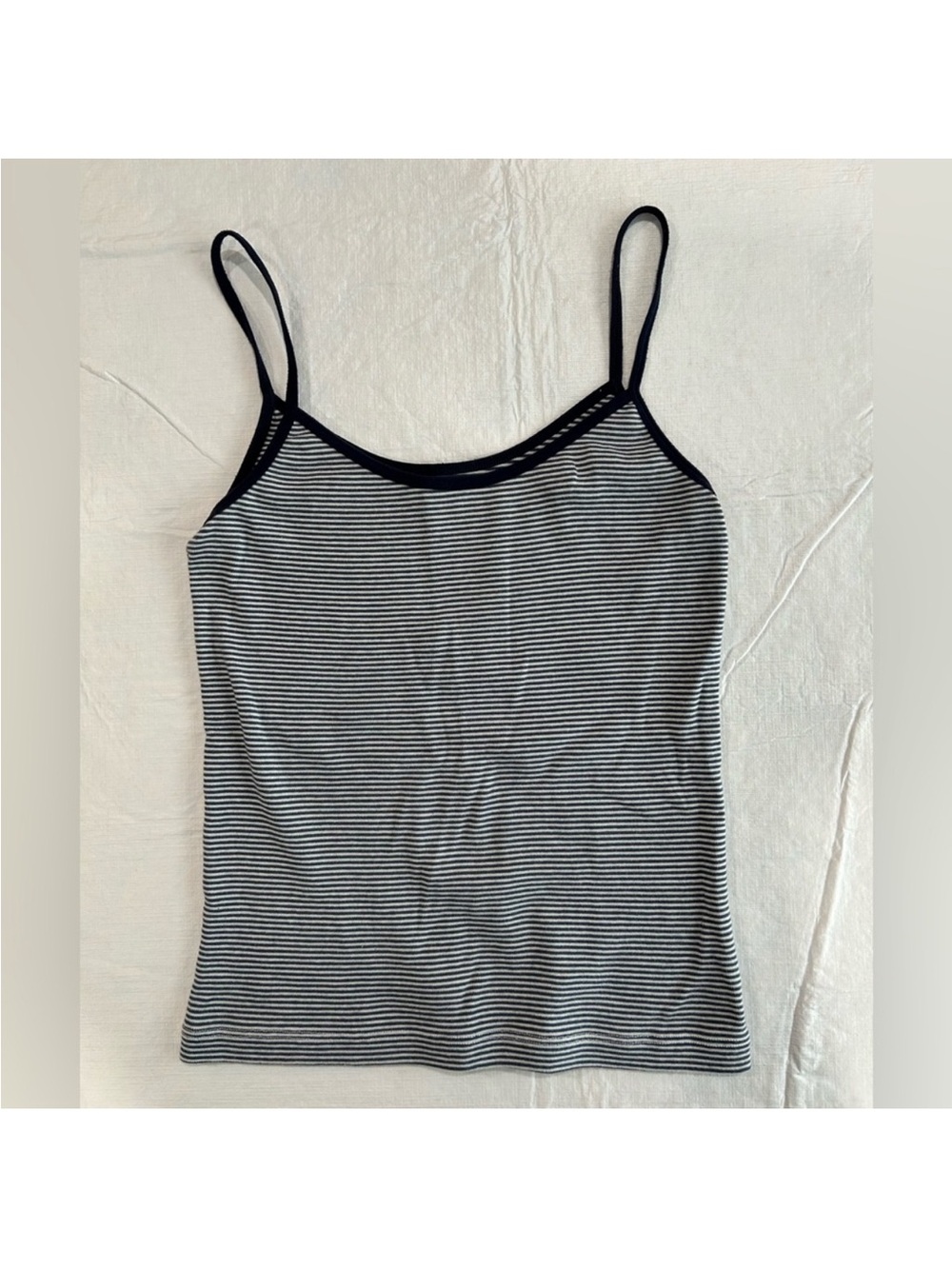 Brandy Melville Navy and White Striped Tank Top